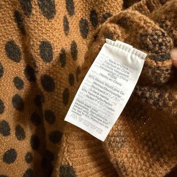 Madewell Leopard Dot Sweater-Dress S Brown & Black Merino Wool Blend - Picture 5 of 6